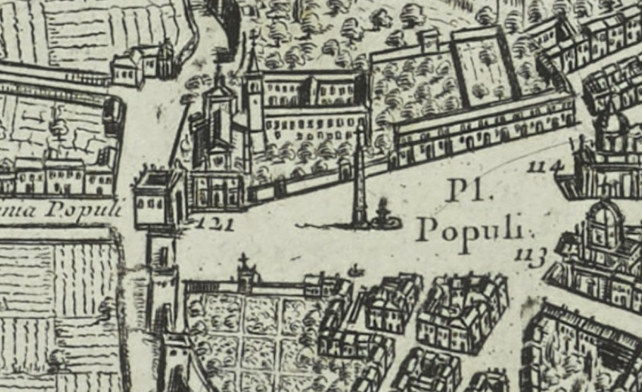 Piazza del Popolo detail from Giovanni Battista Falda's 1667 map.