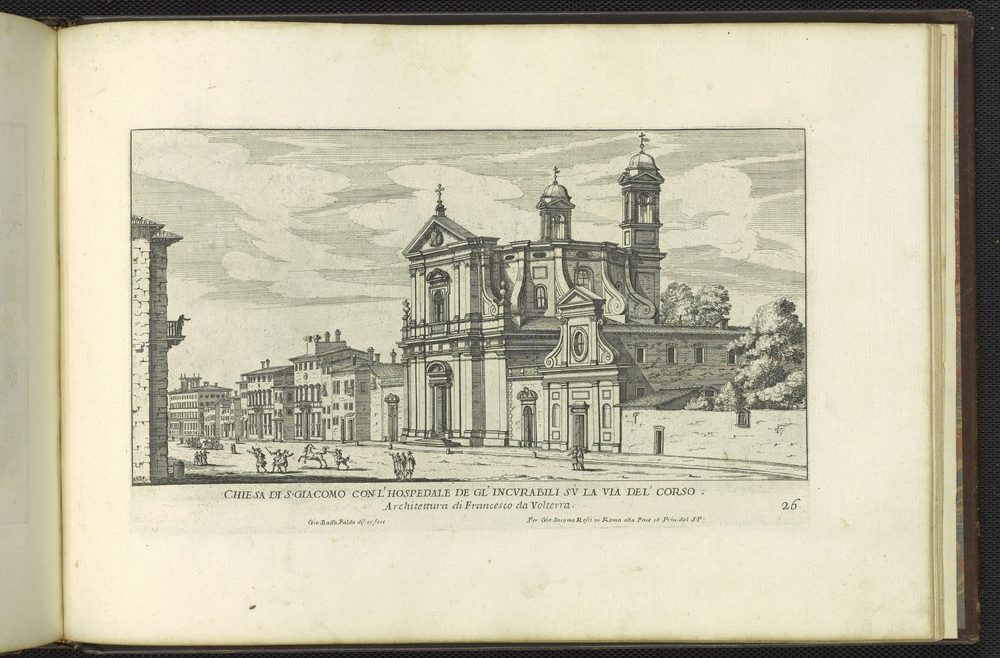 Print of San Giacomo on the via del Corso by Giovanni Battista Falda.