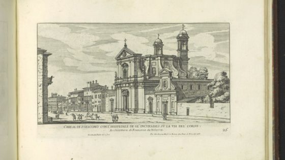 Print of San Giacomo on the via del Corso by Giovanni Battista Falda.