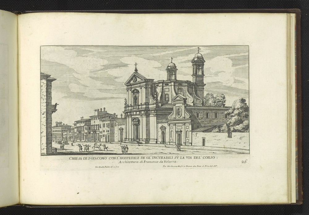 Print of San Giacomo on the via del Corso by Giovanni Battista Falda.