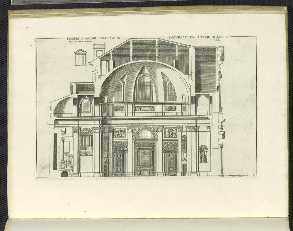 San Giacomo degli Incurabili, print of section.