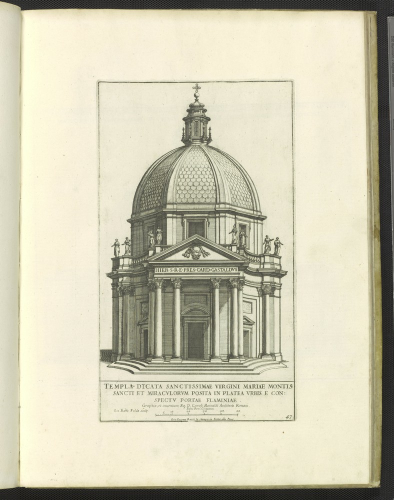 Print of the Chiesa di Santa Maria dei Miracoli and the Basilica di Santa Maria in Montesanto created by Giovanni Battista Falda.