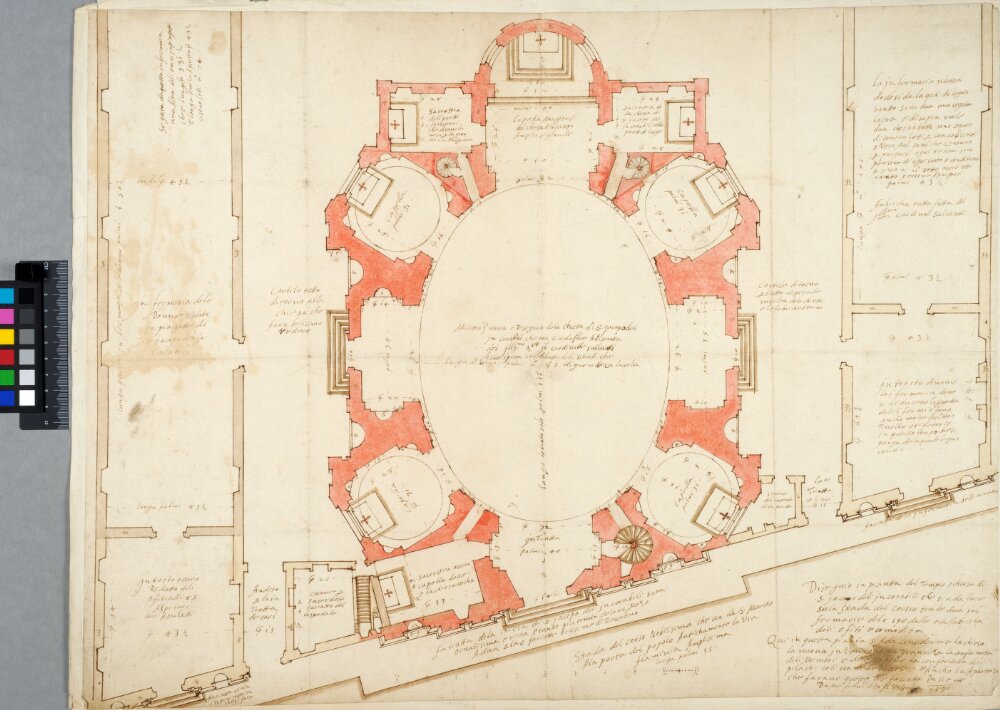 S. Giacomo degli Incurabili al Corso, Rome. Plan by Francesco da Volterra.