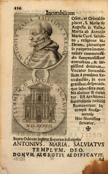 Print from Martinelli 1653 of the foundation medal of 1592.