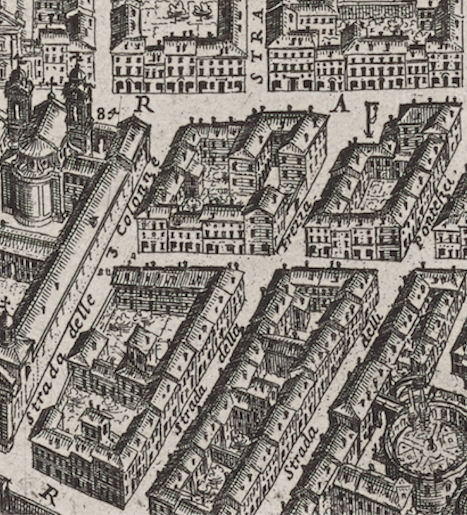 Detail of the corda near San Giacomo in Augusta from Giovanni Battista Falda's 1676 map.