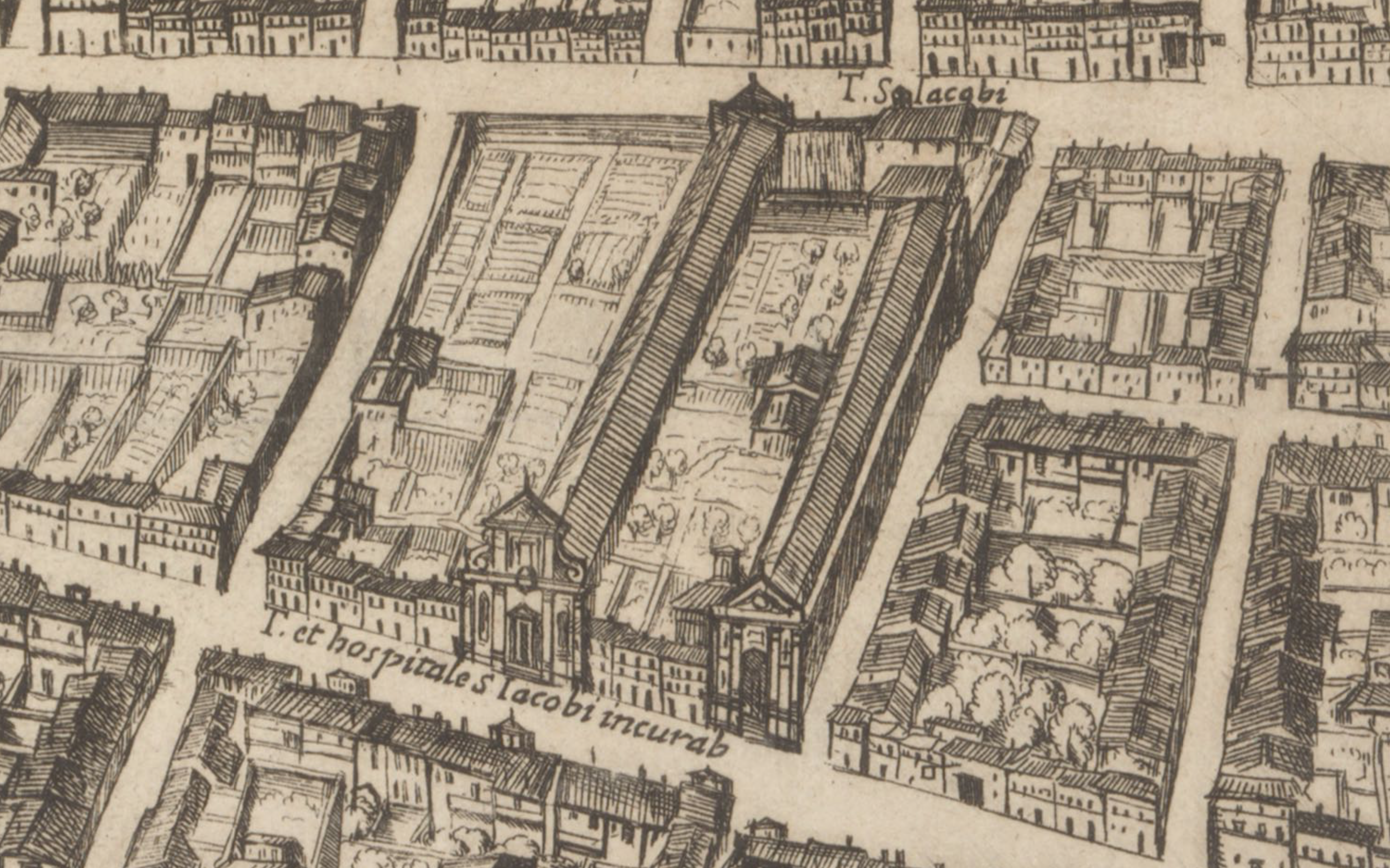 Detail from Tempesta's 1593 map of Rome.