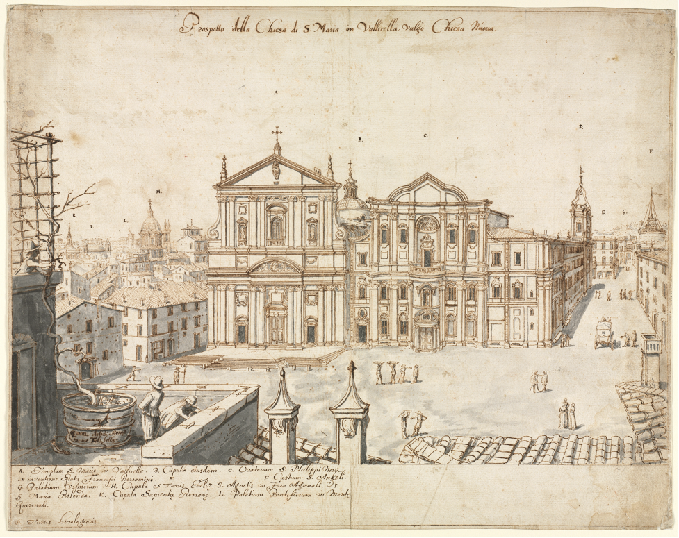 Chiesa Nuova and Oratorio dei Filippini, from Cruyl, Eighteen Views of Rome, 1664.