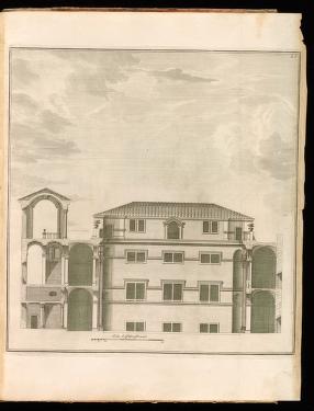 Casa dei Filippini, first courtyard, from Giannini, Opus architectonicum Equitis Francisci Borromini..., 1725.