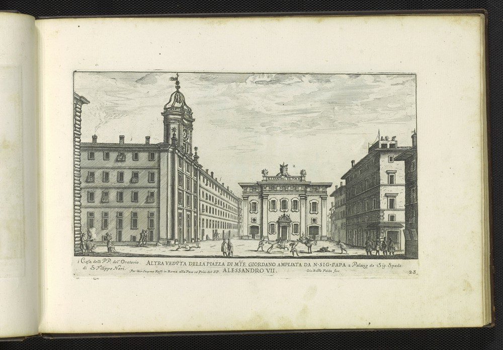 G.B. Falda, Piazza di Monte Giordano ampliata da N.S. Papa Alesandro VII, 1665.