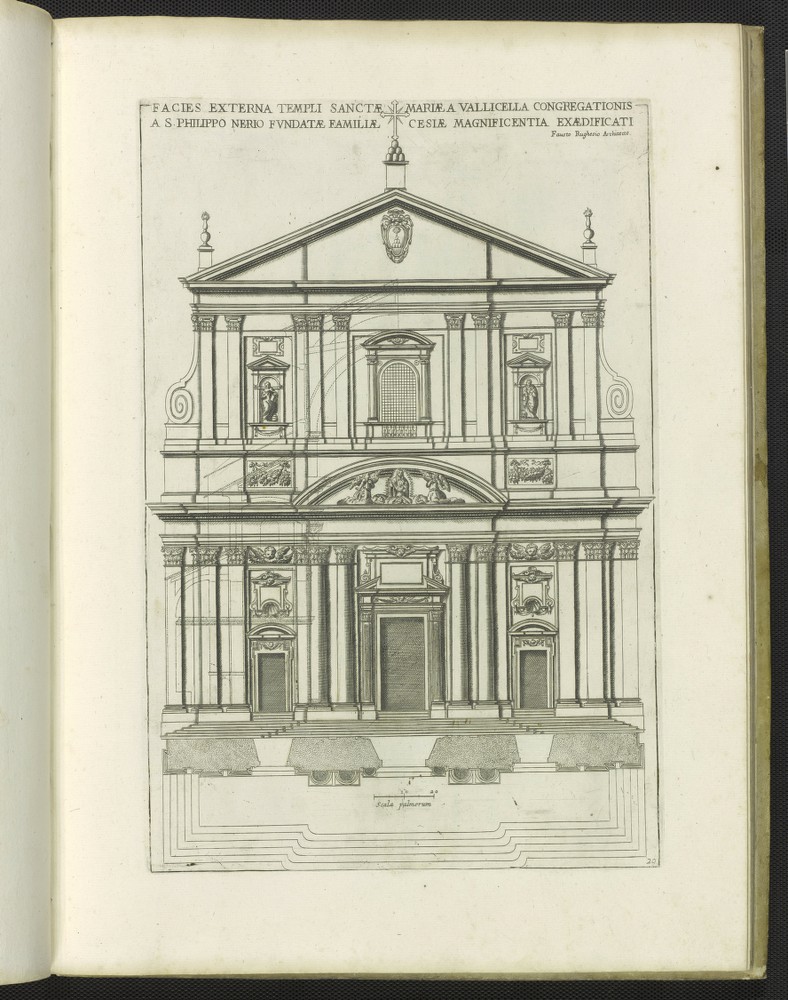 S. Facies externa Templi Sanctae Mariae a Vallicella congregationis a S. Philippo Nerio fundatae familiae Cesiae magnificentia exaedificati, from Insignium Romae templorum prospectus..., 1684.