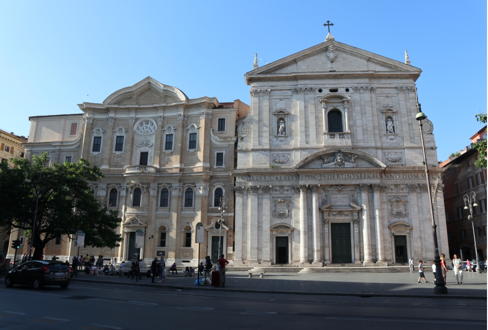 Photograph of the Oratory (left) and Chiesa Nuova, or Santa Maria in Vallicella (right).