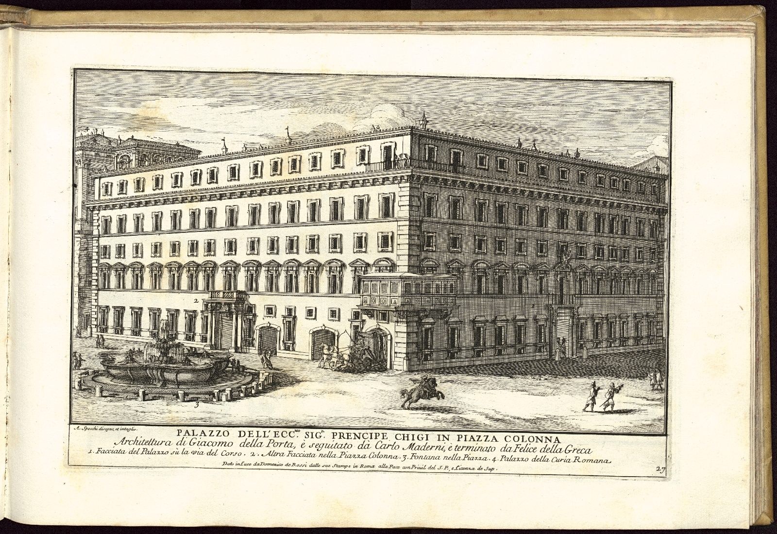 Specchi, Alessandro. Palazzo Dell’Ecc. Sig. Prencipe Chigi in Piazza Colonna, 1699.