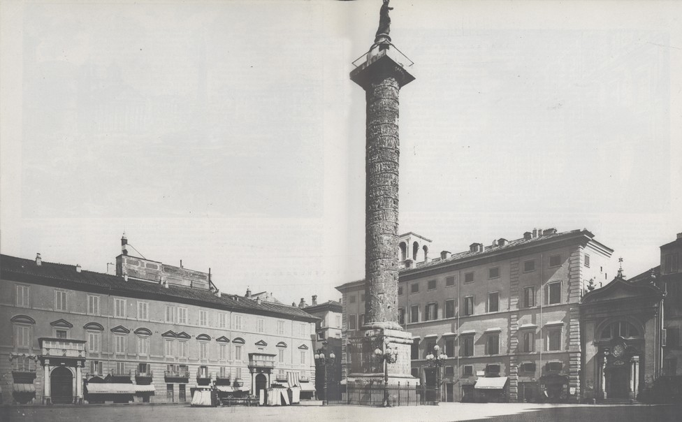 The Piazza Colonna shortly before the destruction of the Palazzo Piombino (at left) in 1889. Collection of HSH Prince Nicolo’ and HSH Princess Rita Boncompagni Ludovisi, Villa Aurora, Rome.