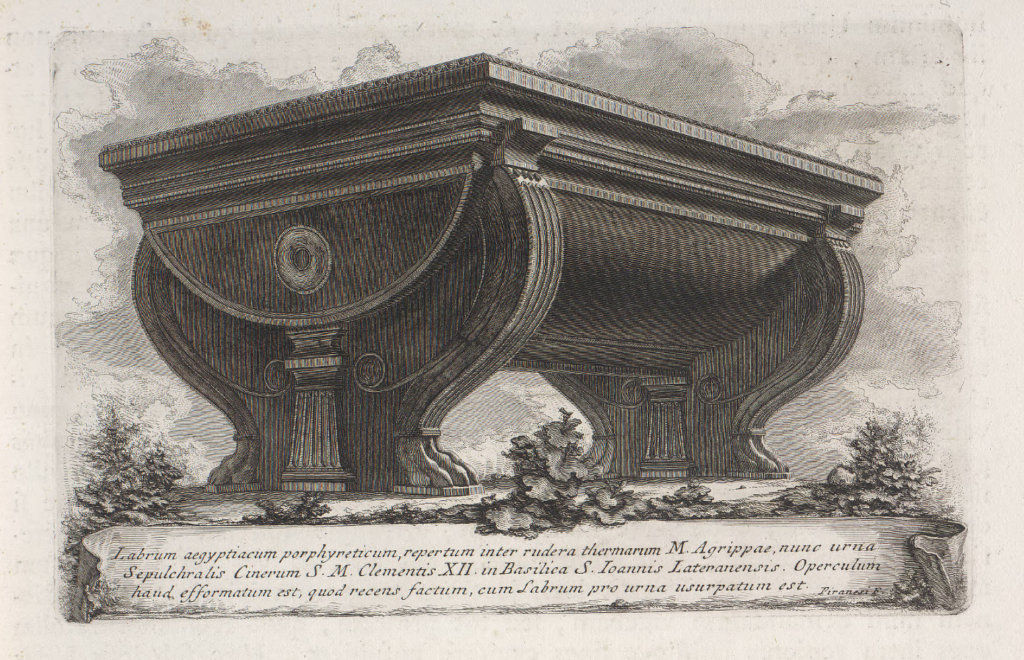 Figure 9: Piranesi, G. B. Piranesi's dedication page honoring Robert Adam, the British architect who had become his friend, 1762.