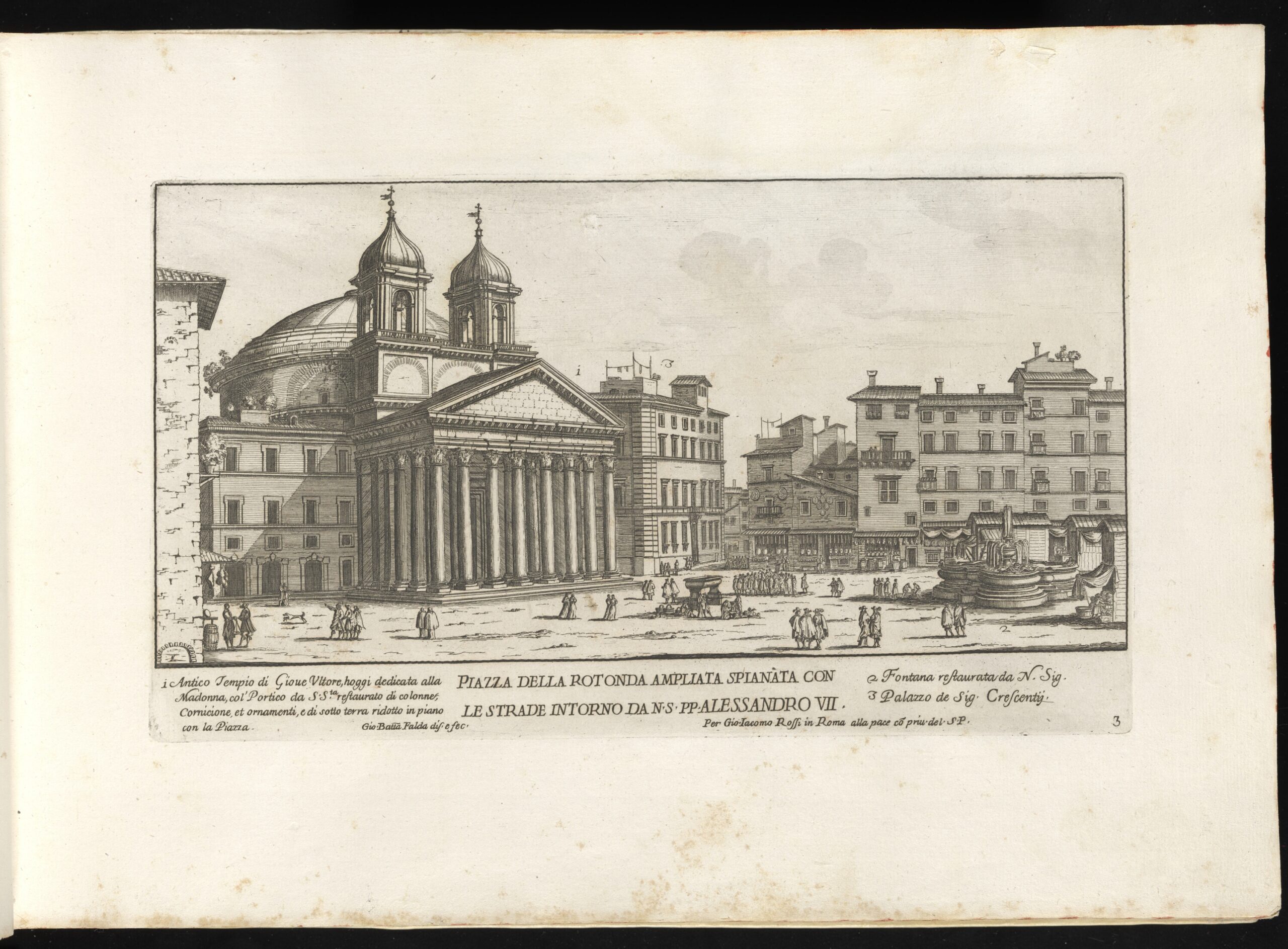 Figure 5: G.B. Falda, Piazza della Rotonda ampliata spianata con le strade intorno da N.S. Pp. Alessandro VII, 1669.