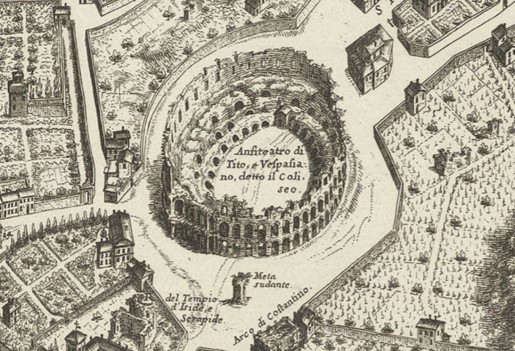 View of the Colosseum from Falda' 1676 map